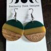 Teal and Green Wood Resin Dangle Earrings - Image 3