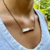 White Boho Wood Resin Necklace