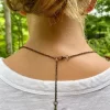 White Boho Wood Resin Necklace - Image 2