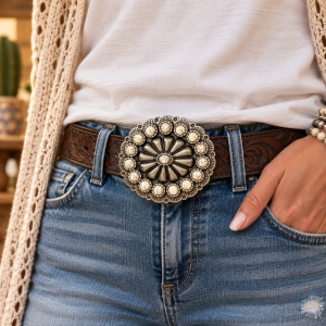 White Turquoise-Look Western Belt Buckle | Statement Buckle