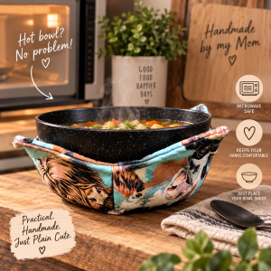 Handmade Cow Microwave Bowl Coozie | Regular Size Bowl Cozy