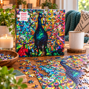 Colorful Peacock 1000-Piece Puzzle | Adult Jigsaw Puzzle