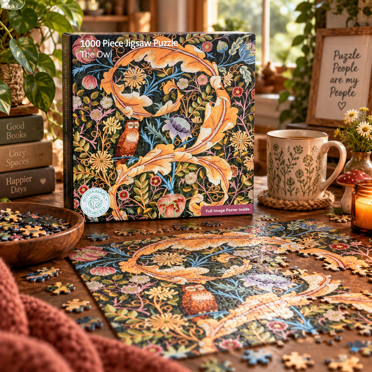 Whimsical Owl 1000-Piece Puzzle | Cottagecore Jigsaw Puzzle