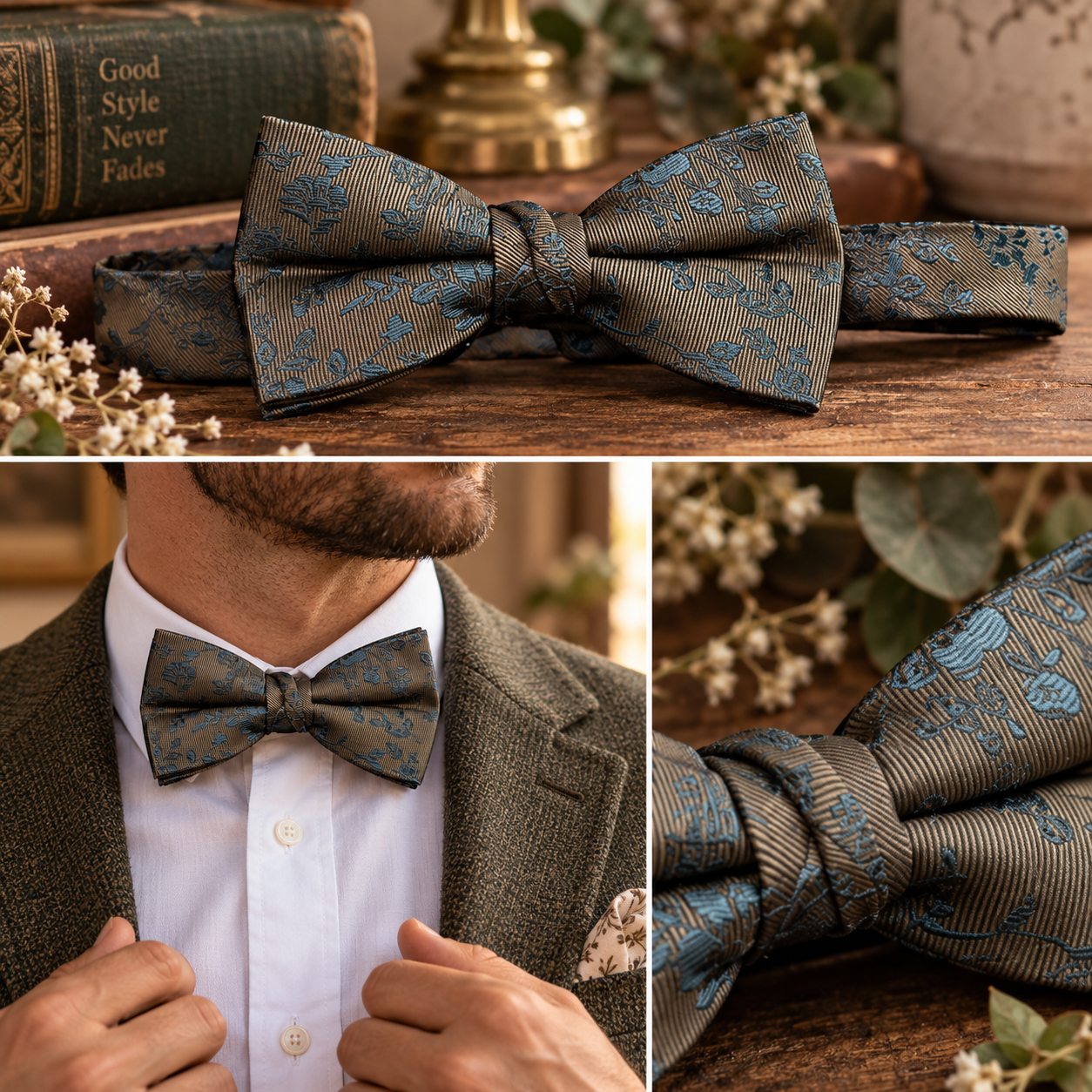 Vintage Floral Bow Tie | Botanical Statement Bow Tie