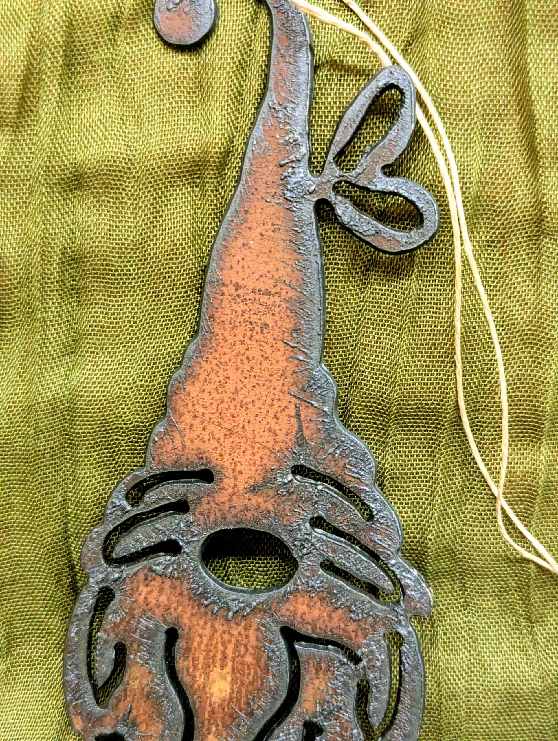 Metal Gnome Christmas Ornament | Rustic Holiday Tree Decor - Image 3