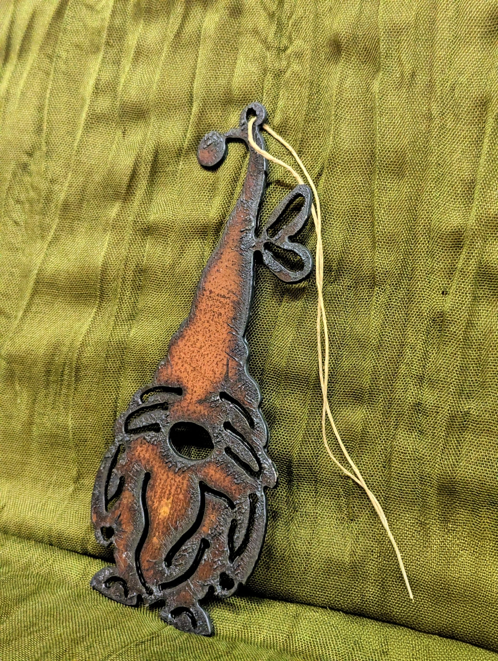 Metal Gnome Christmas Ornament | Rustic Holiday Tree Decor - Image 4